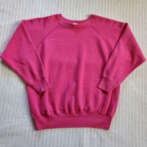 VTG 80s 90s Reeves Plain Pink Raglan Sleeve Sweatshirt Blank Pink 1X Crewneck